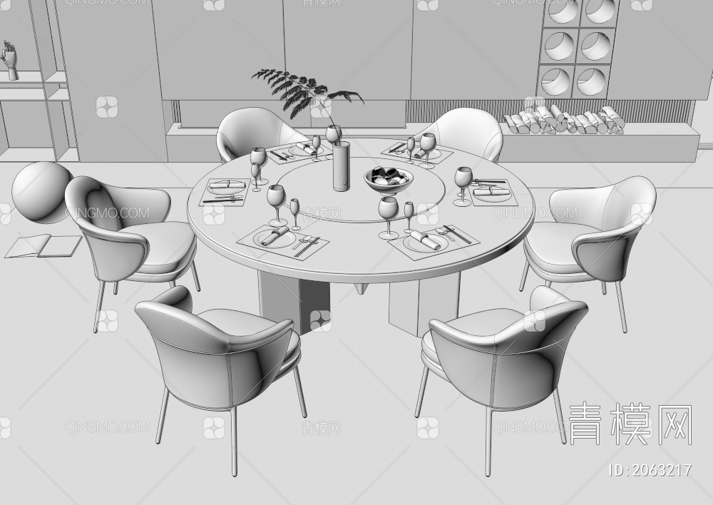 餐桌椅组合3D模型下载【ID:2063217】