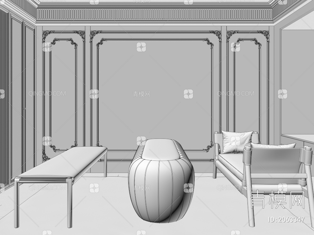 长凳椅 长凳3D模型下载【ID:2063347】