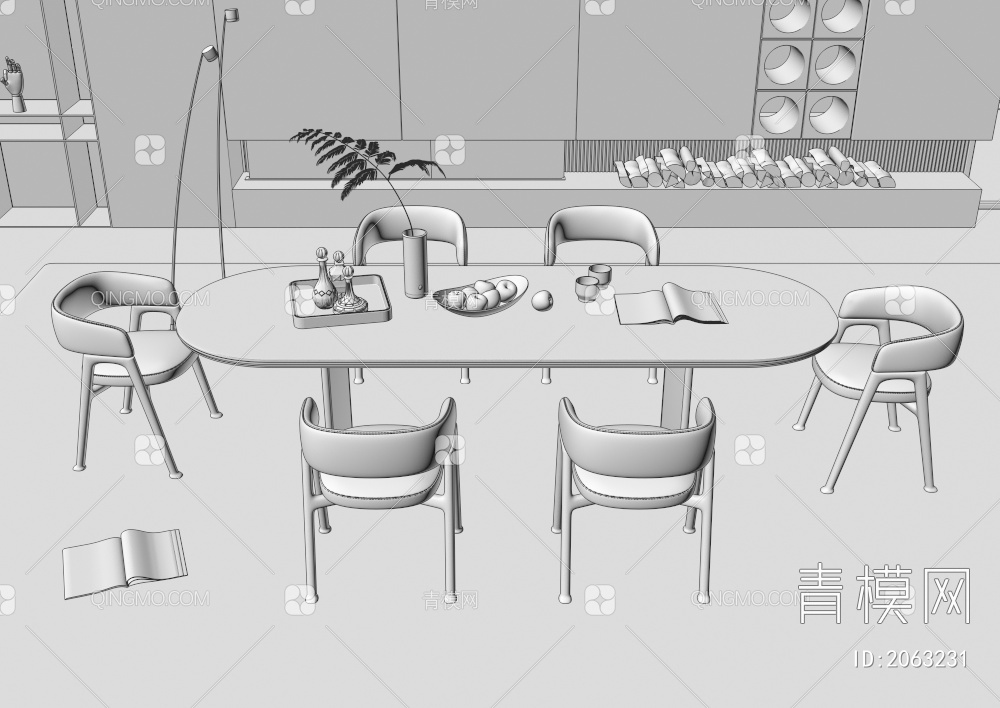 餐桌椅组合3D模型下载【ID:2063231】