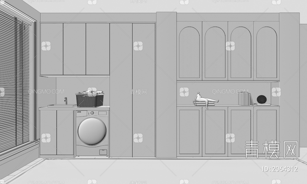 阳台洗衣机柜 一体化洗衣机烘干机3D模型下载【ID:2064312】