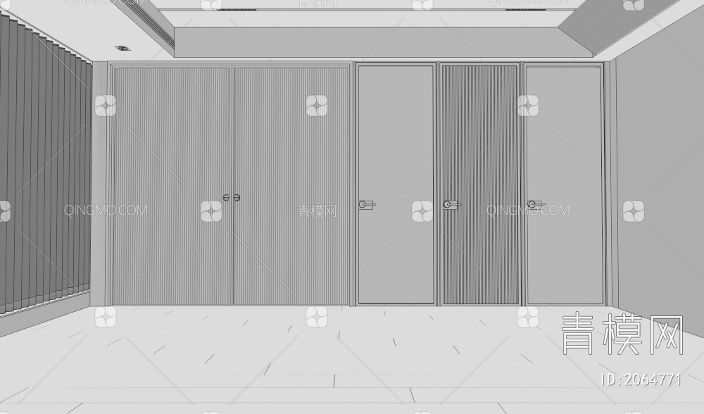 门 玻璃门 推拉门 长虹玻璃门 卫生间门 厨房门3D模型下载【ID:2064771】