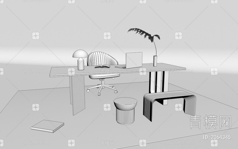 书桌椅组合3D模型下载【ID:2064345】