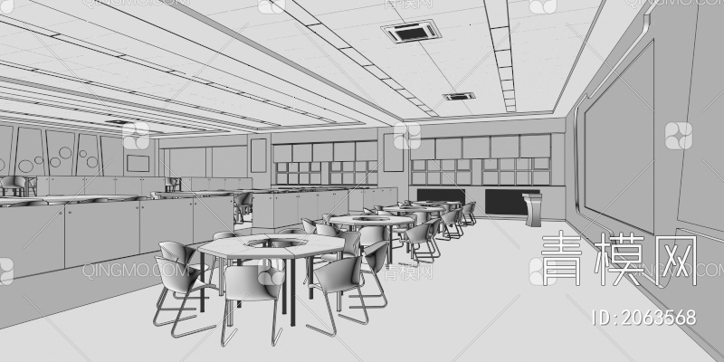 学校办公室 会议培训室 图书馆 阶梯教室 实验室3D模型下载【ID:2063568】