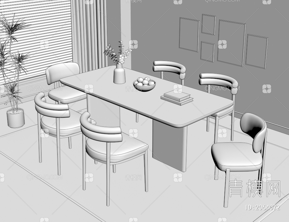 餐桌椅组合3D模型下载【ID:2064072】