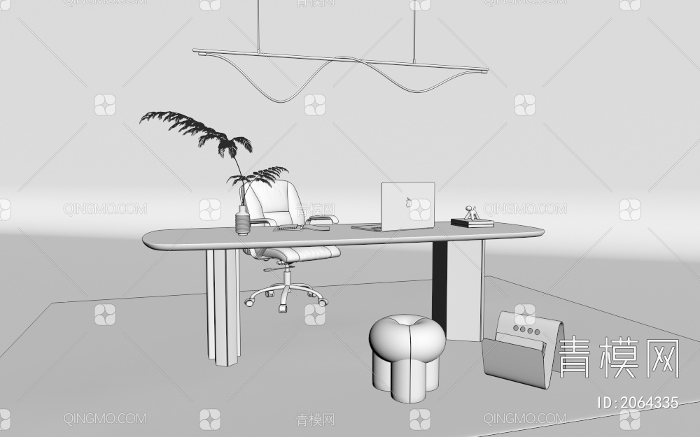 书桌椅组合3D模型下载【ID:2064335】