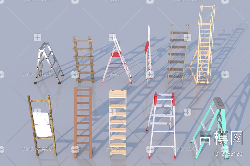 爬梯 扶梯 楼梯 阶梯组合3D模型下载【ID:2065120】