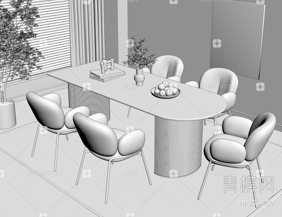 餐桌椅组合3D模型下载【ID:2064050】