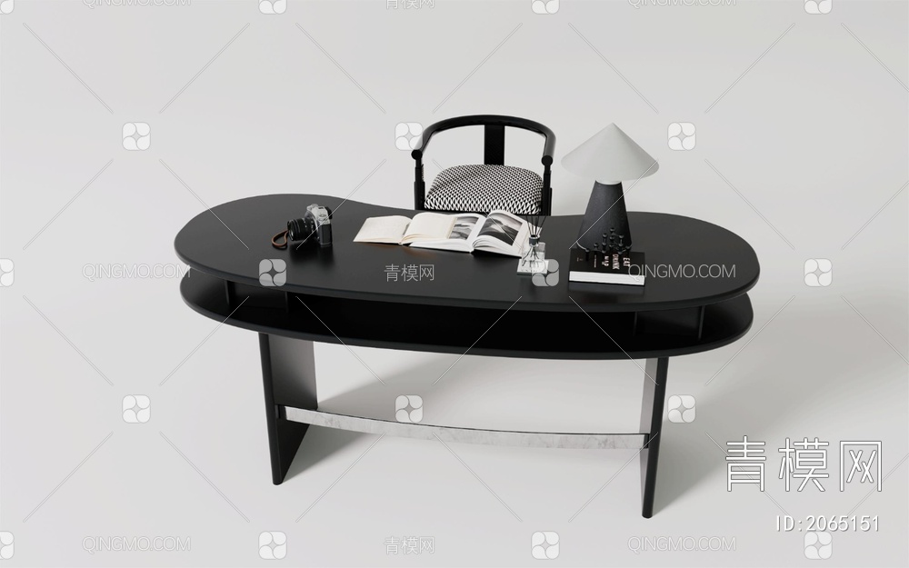 黑色弧形书桌3D模型下载【ID:2065151】