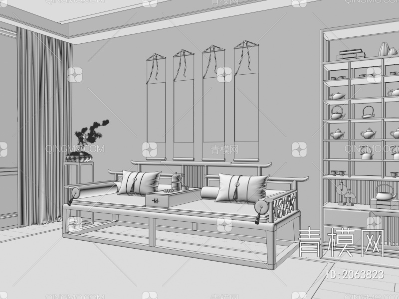 罗汉床3D模型下载【ID:2063823】