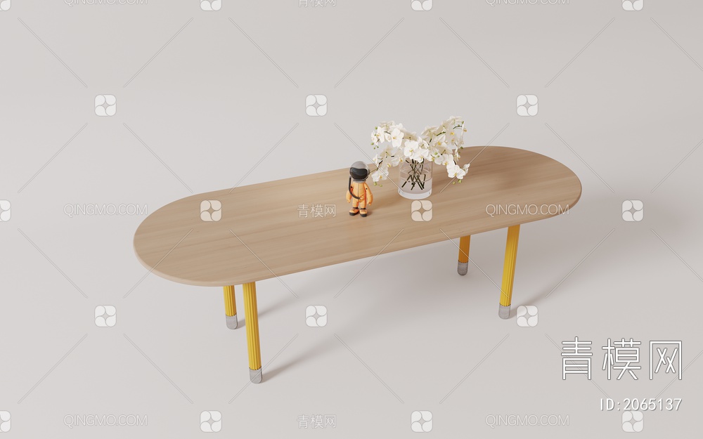 实木餐桌3D模型下载【ID:2065137】