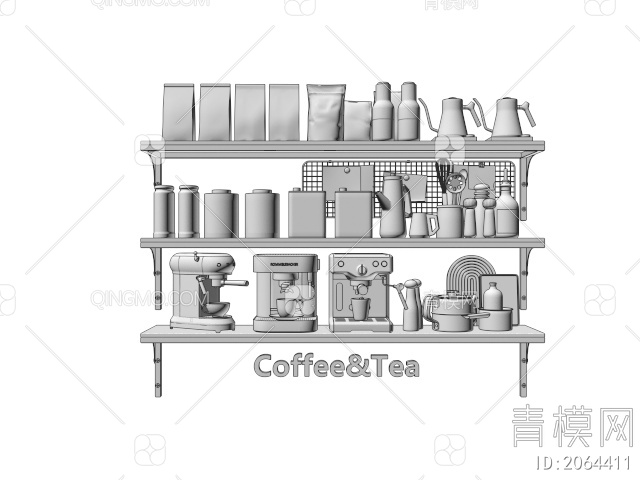 咖啡机 咖啡用品 咖啡置物架3D模型下载【ID:2064411】