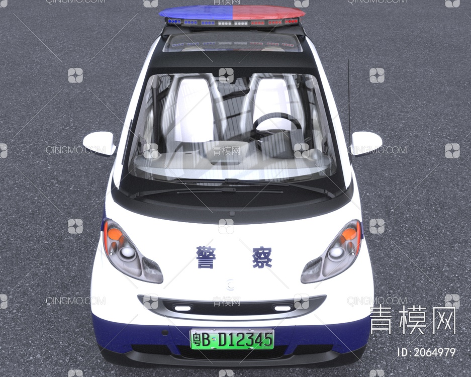 警察保安安保巡逻车带内饰3D模型下载【ID:2064979】