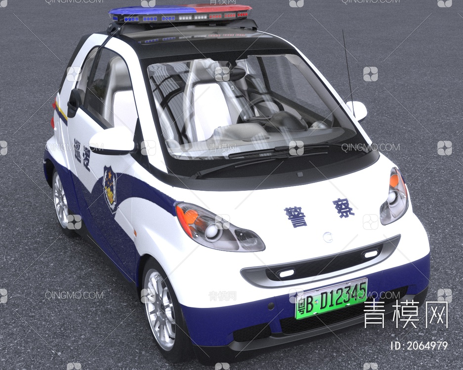 警察保安安保巡逻车带内饰3D模型下载【ID:2064979】