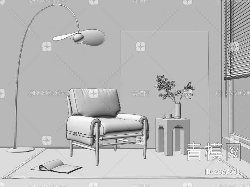 单人沙发3D模型下载【ID:2063631】
