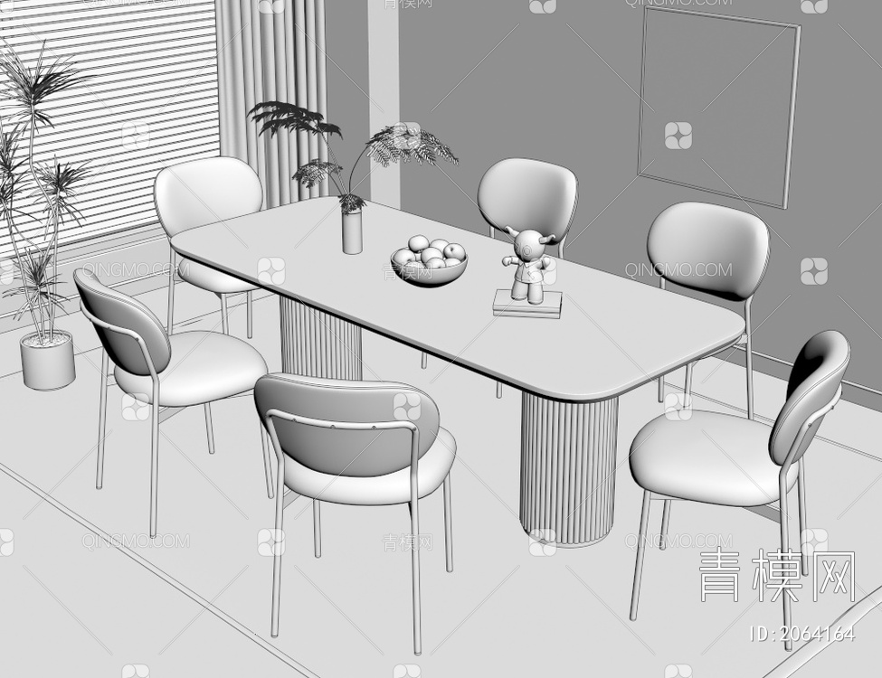 餐桌椅组合3D模型下载【ID:2064164】