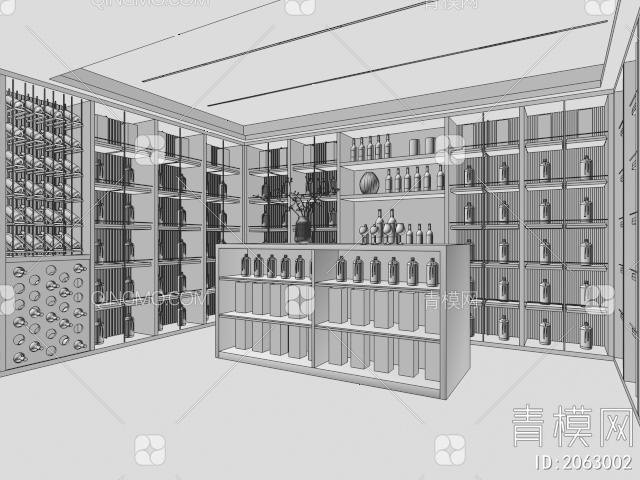 不锈钢实木红酒窖 冷藏室 恒温室 恒温柜 展示柜 冷藏柜 红酒酒窖3D模型下载【ID:2063002】