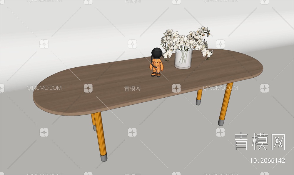 实木餐桌SU模型下载【ID:2065142】