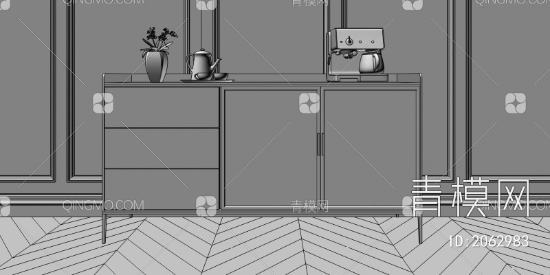 餐边柜 玄关柜 边柜 装饰柜 酒柜3D模型下载【ID:2062983】