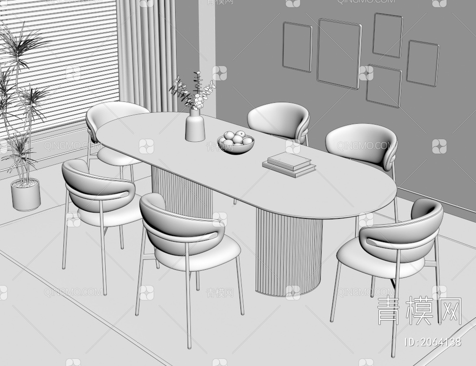 餐桌椅组合3D模型下载【ID:2064138】
