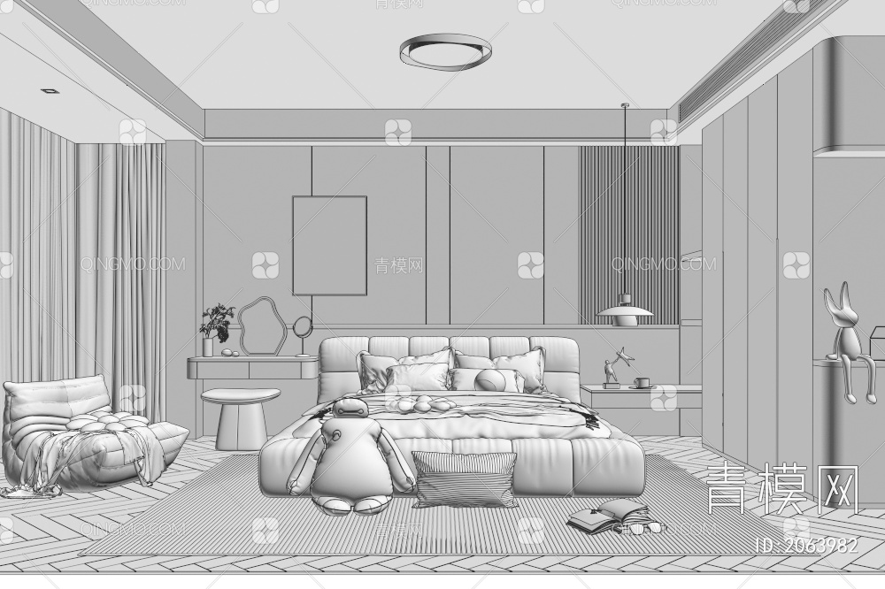 家居卧室3D模型下载【ID:2063982】