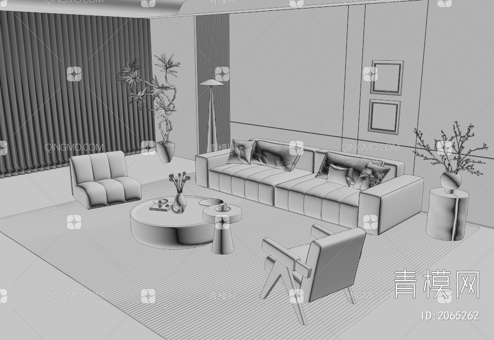 沙发茶几组合3D模型下载【ID:2065262】
