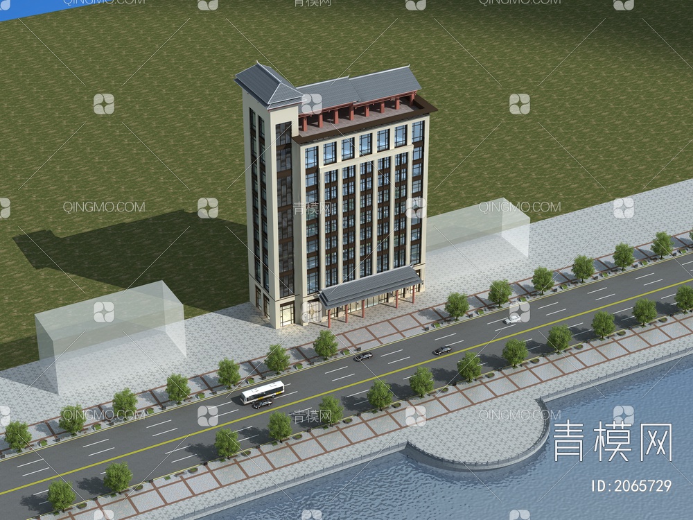 沿街商业办公楼3D模型下载【ID:2065729】