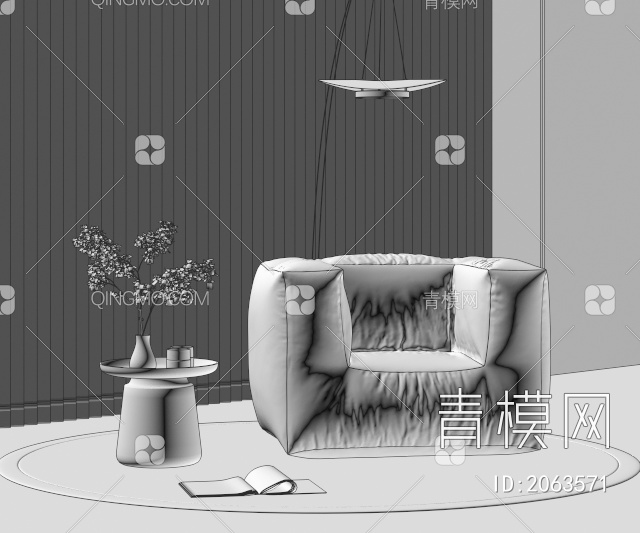 休闲单人沙发3D模型下载【ID:2063571】