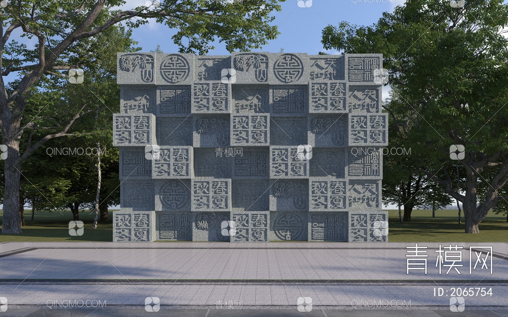 文化浮雕景墙3D模型下载【ID:2065754】