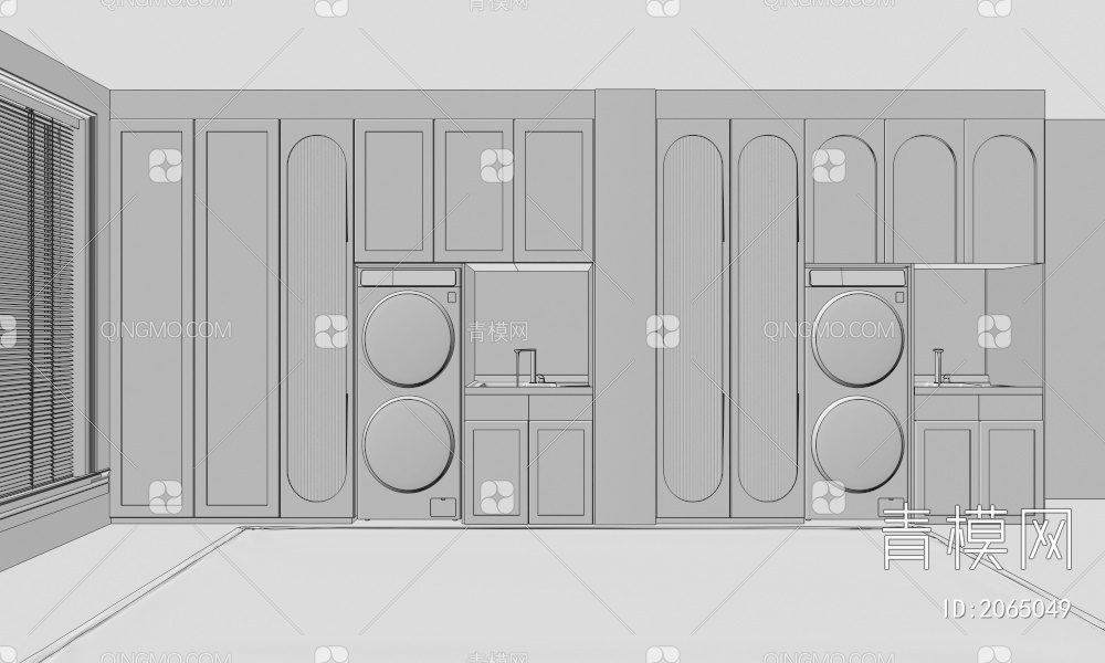 阳台洗衣机柜 一体化洗衣机烘干机3D模型下载【ID:2065049】
