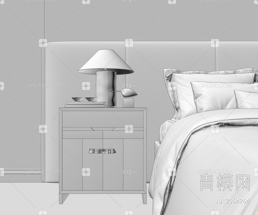 实木床头柜3D模型下载【ID:2064964】