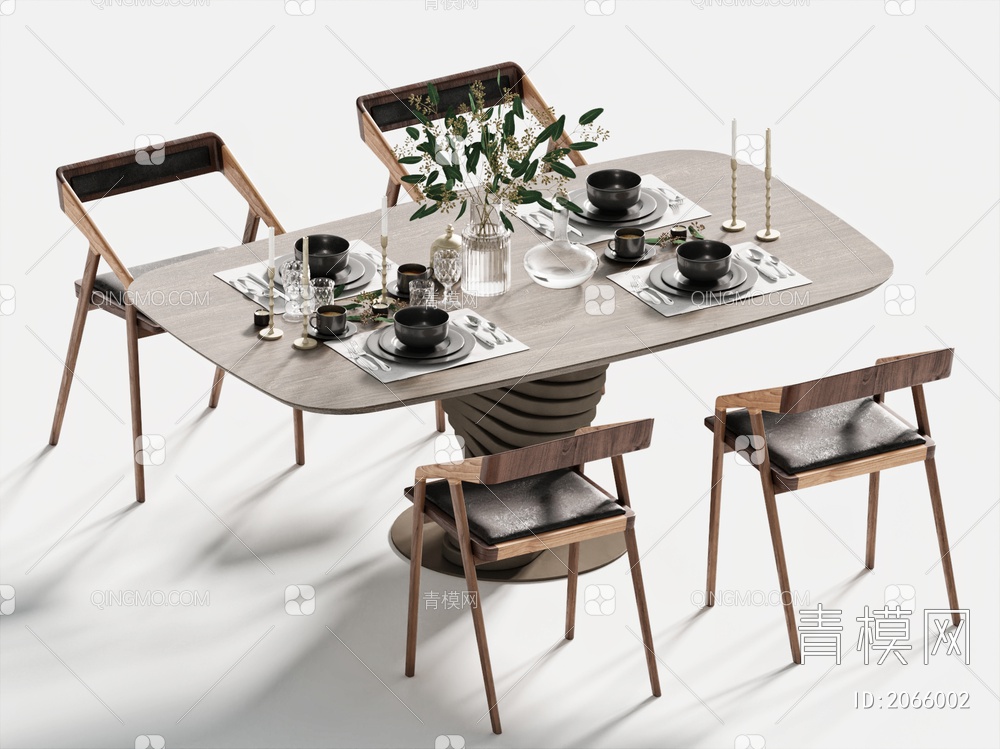 餐桌椅3D模型下载【ID:2066002】
