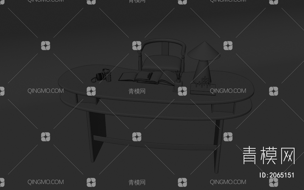 黑色弧形书桌3D模型下载【ID:2065151】