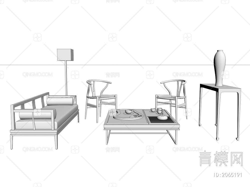 沙发茶几组合3D模型下载【ID:2065191】
