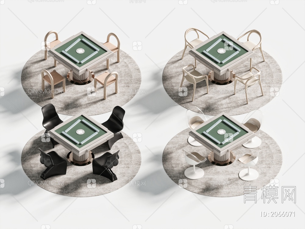 麻将桌椅组合3D模型下载【ID:2066071】