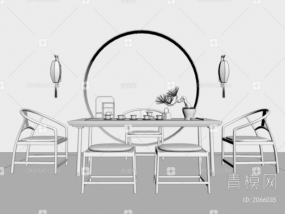 红木茶桌3D模型下载【ID:2066035】