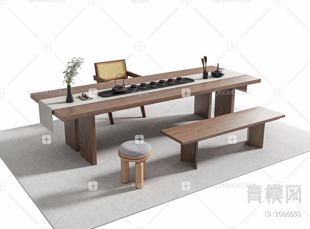 茶桌椅3D模型下载【ID:2066650】