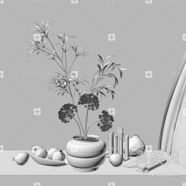 石榴 装饰摆件 绿植 花艺 盆栽3D模型下载【ID:2065550】