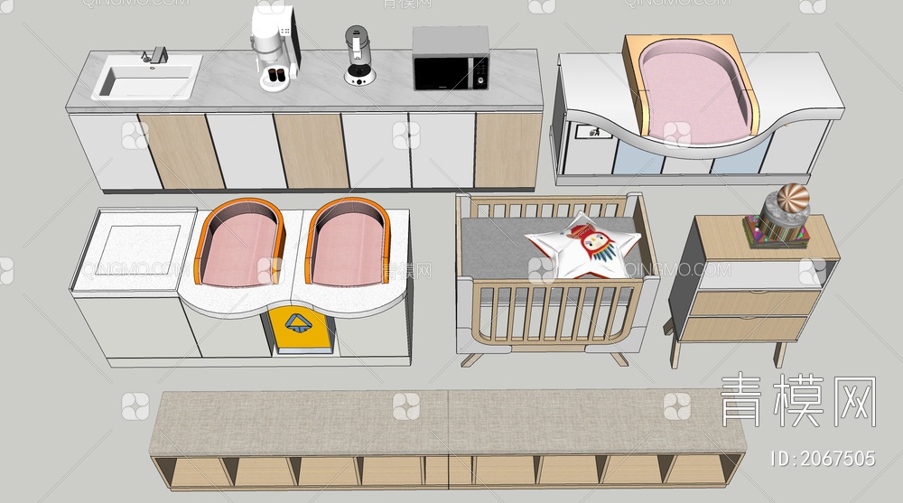 母婴室家具SU模型下载【ID:2067505】