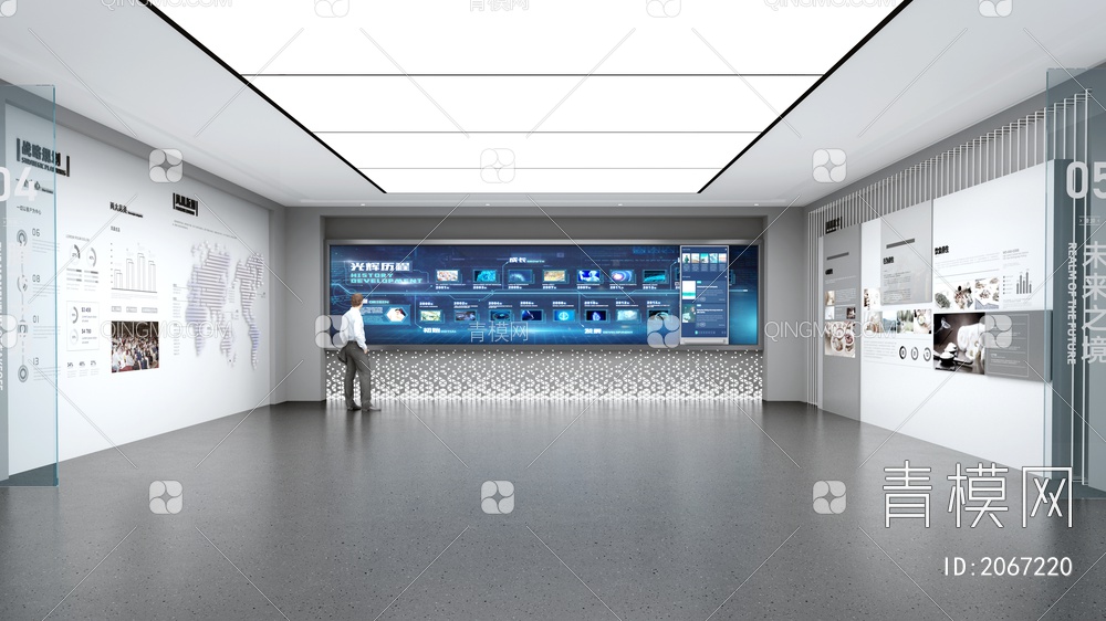 科技企业展厅 轨道屏地图3D模型下载【ID:2067220】