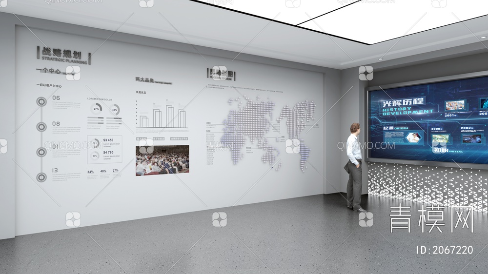 科技企业展厅 轨道屏地图3D模型下载【ID:2067220】