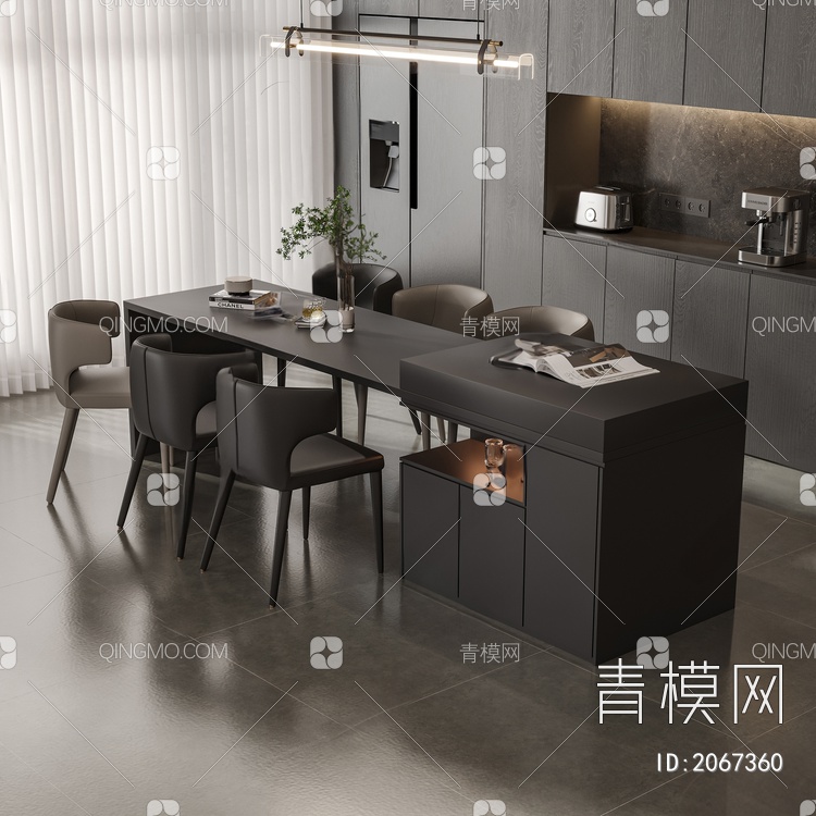 中岛台餐桌椅3D模型下载【ID:2067360】