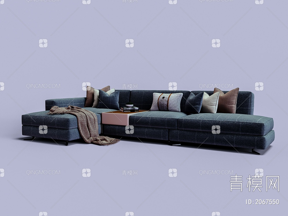 L型布艺沙发3D模型下载【ID:2067550】