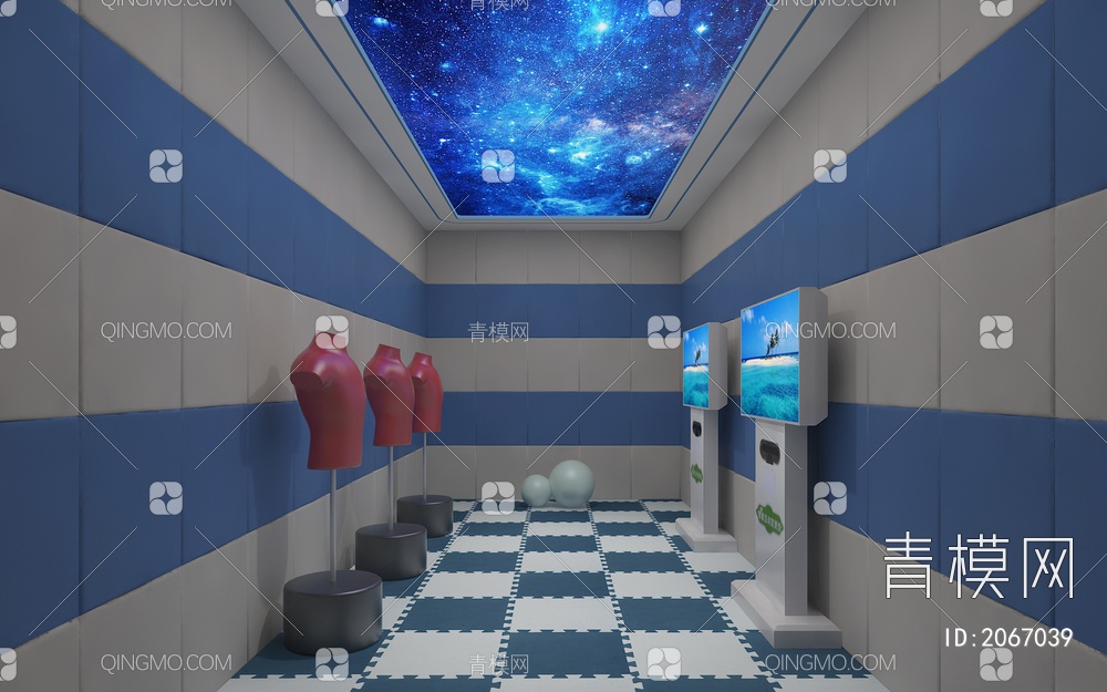 人民检察院 服务台 LED拼接屏 宣泄室3D模型下载【ID:2067039】
