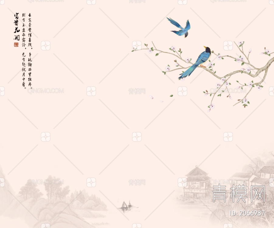 中式花鸟贴图下载【ID:2066987】