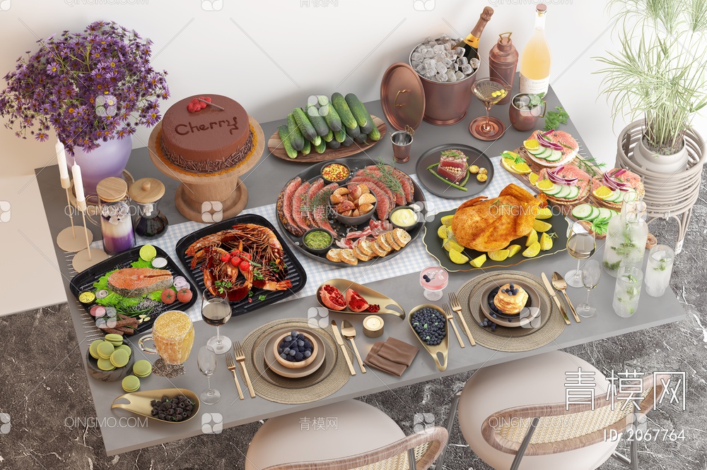 食物组合3D模型下载【ID:2067764】