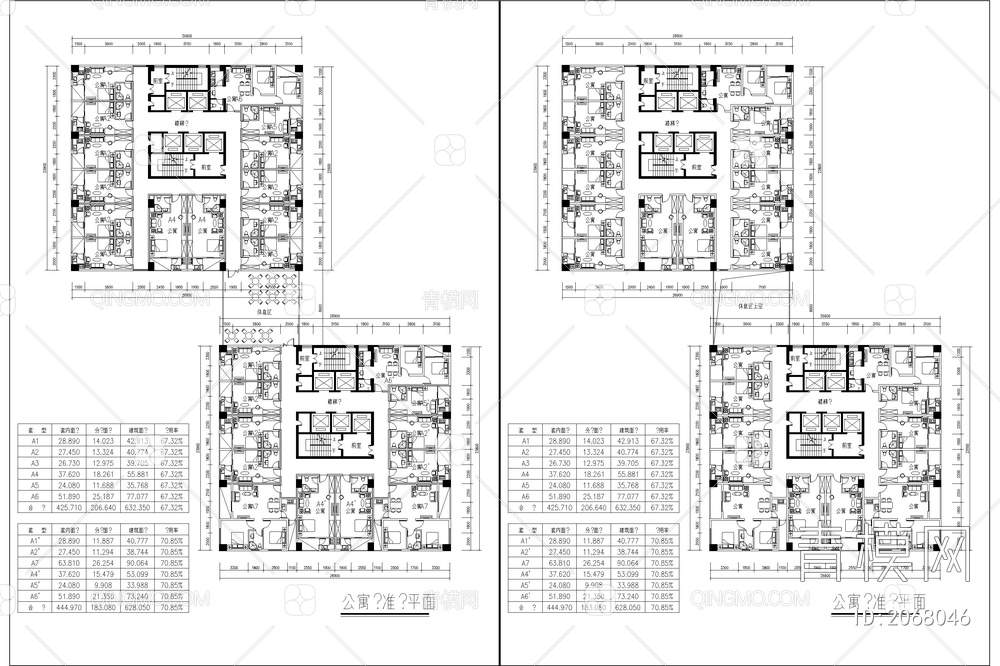 公寓户型CAD【ID:2068046】