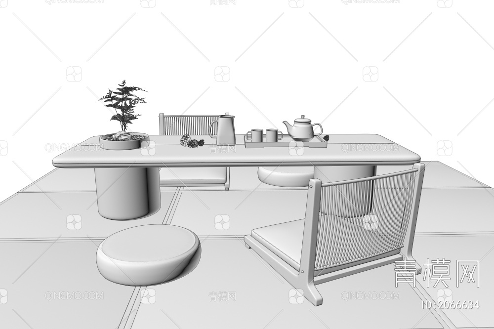 茶桌椅3D模型下载【ID:2066634】