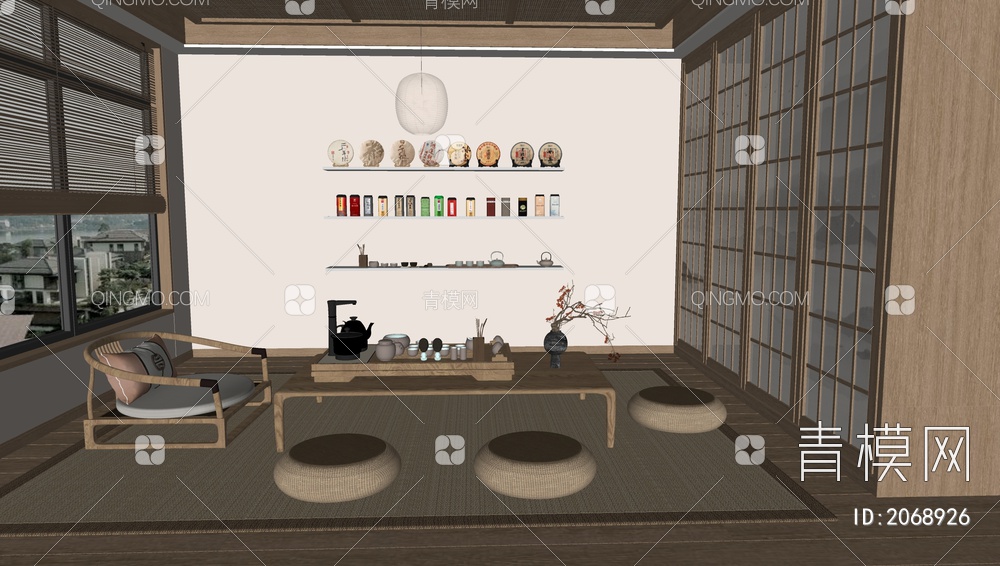 茶室，茶具SU模型下载【ID:2068926】