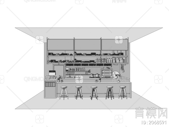 咖啡厅工作台3D模型下载【ID:2068591】