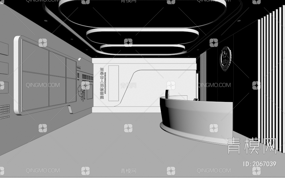 人民检察院 服务台 LED拼接屏 宣泄室3D模型下载【ID:2067039】